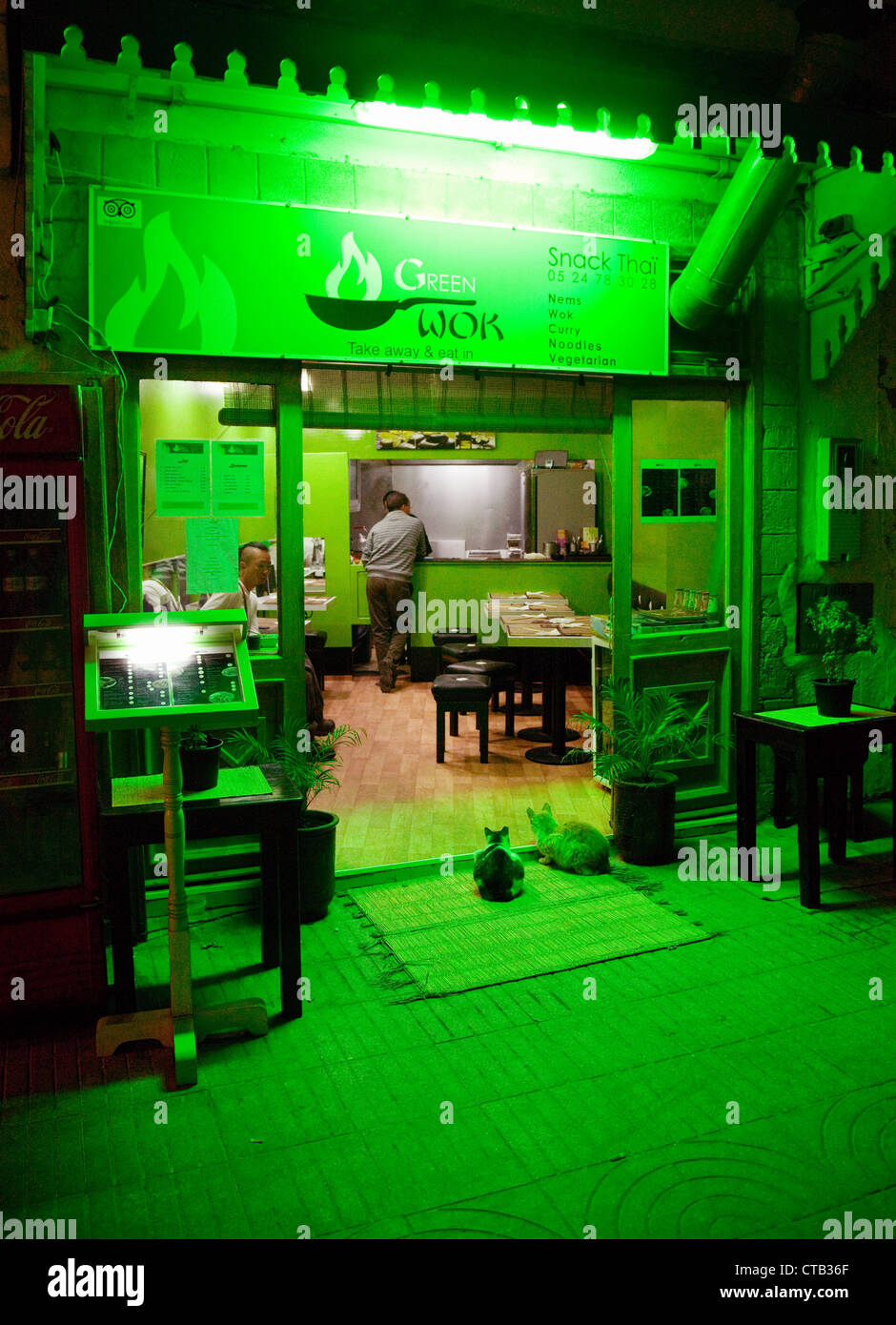 Die grüne Wok chinesisches Restaurant, Medina, Essaouira, Marokko Afrika Stockfoto