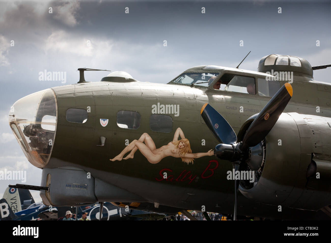 Sally B gemalt B52 Flying Fortress im imperialen Krieg Museen Duxford, Cambridgeshire. Stockfoto