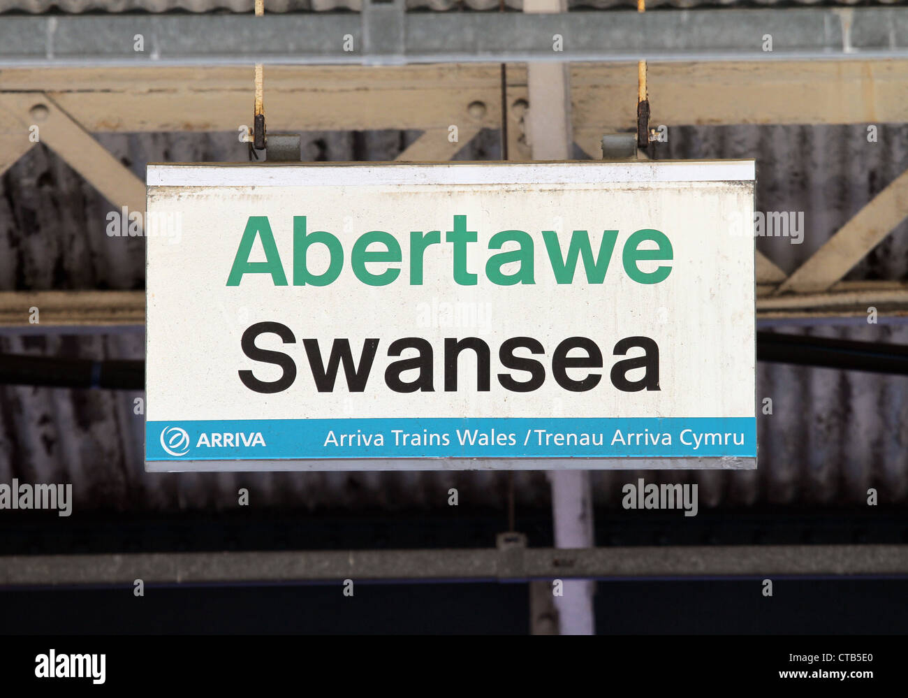 Ein Swansea Bahnhof Zeichen, South Wales, UK Stockfoto