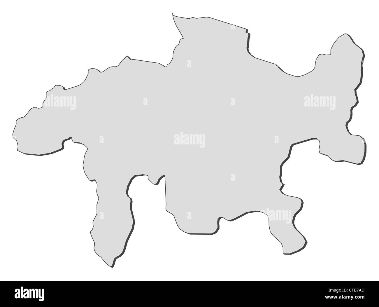 Karte von Graubünden, ein Kanton der Schweiz. Stockfoto