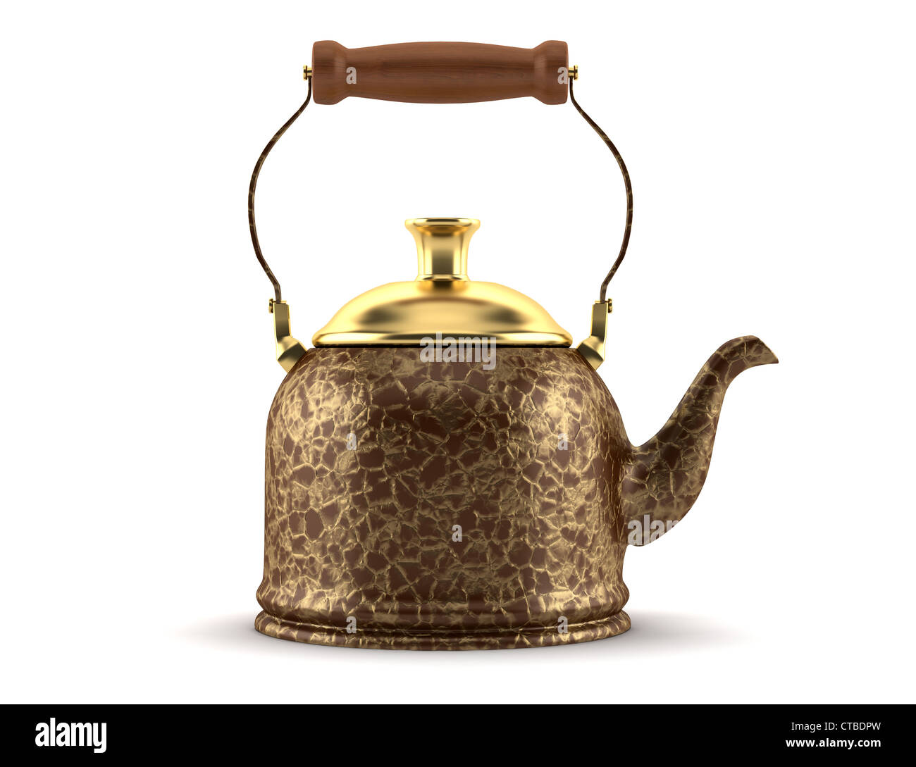 reich verzierte chinesische Teekanne isoliert auf weiss Stockfoto