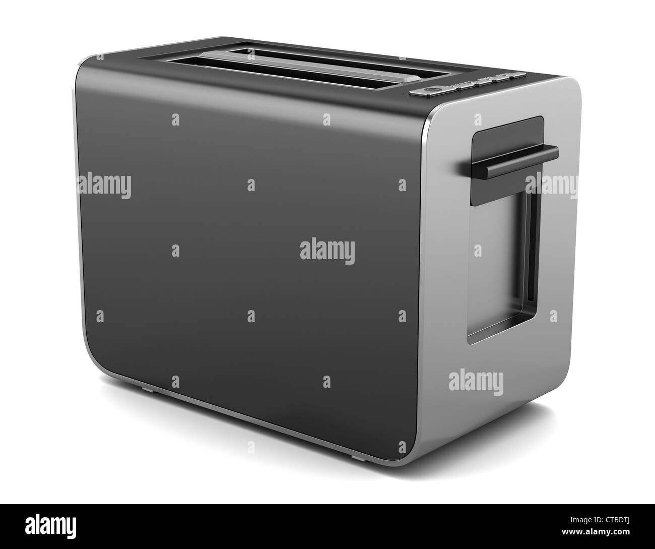 moderne schwarze Toaster isoliert auf weißem Hintergrund Stockfoto