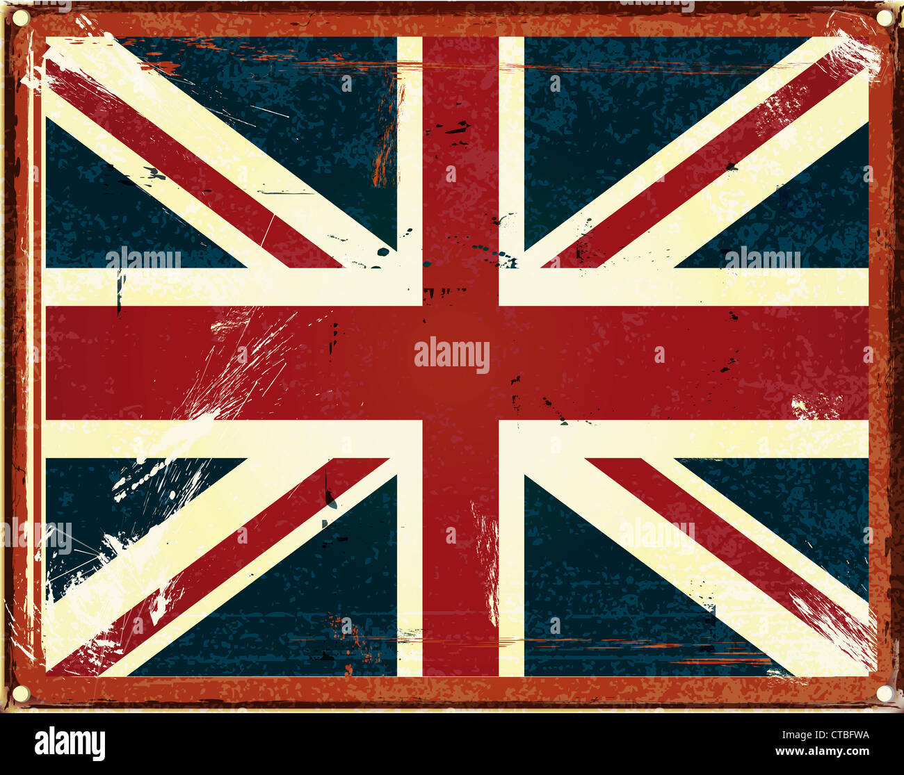 Vintage-Stil Blechschild mit Grunge auf die britische Flagge Stockfoto