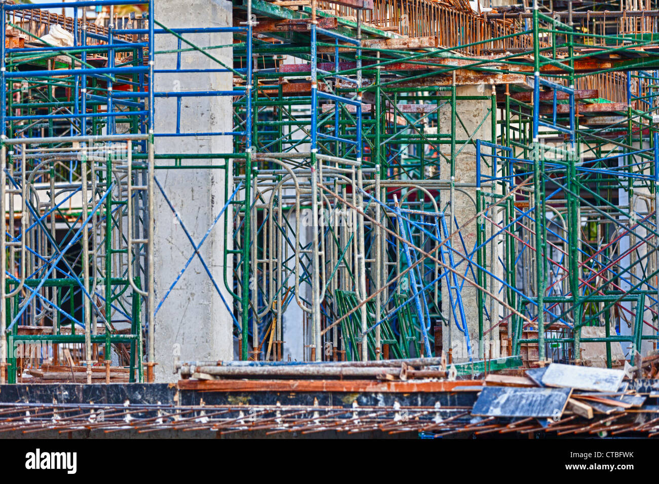Aufbau von Strukturen auf den Bau von Stahlbetonbauten Stockfoto