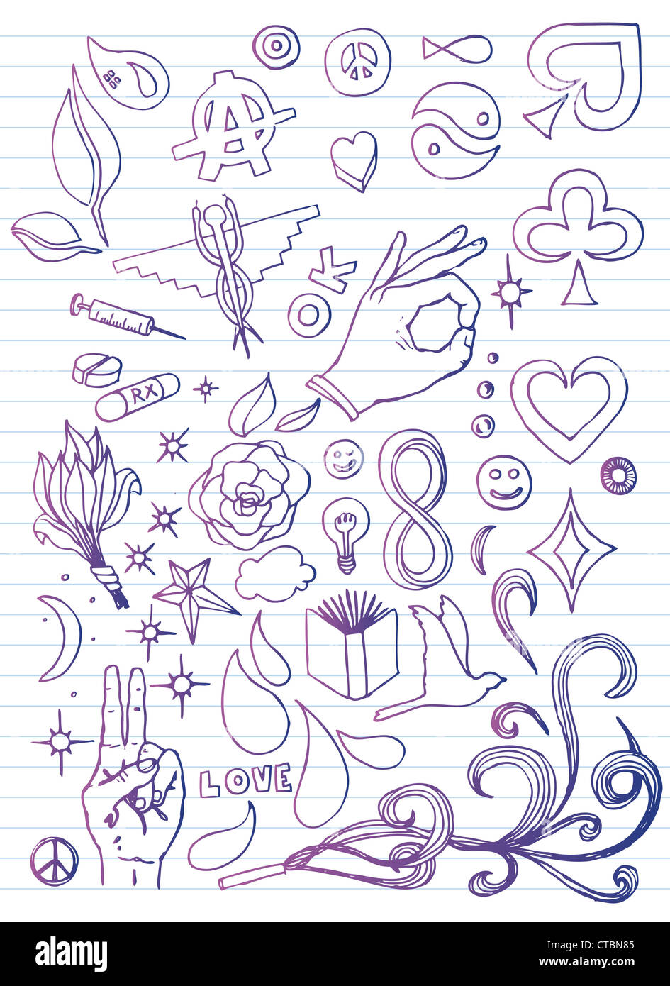 Doodle-Papier Stockfoto