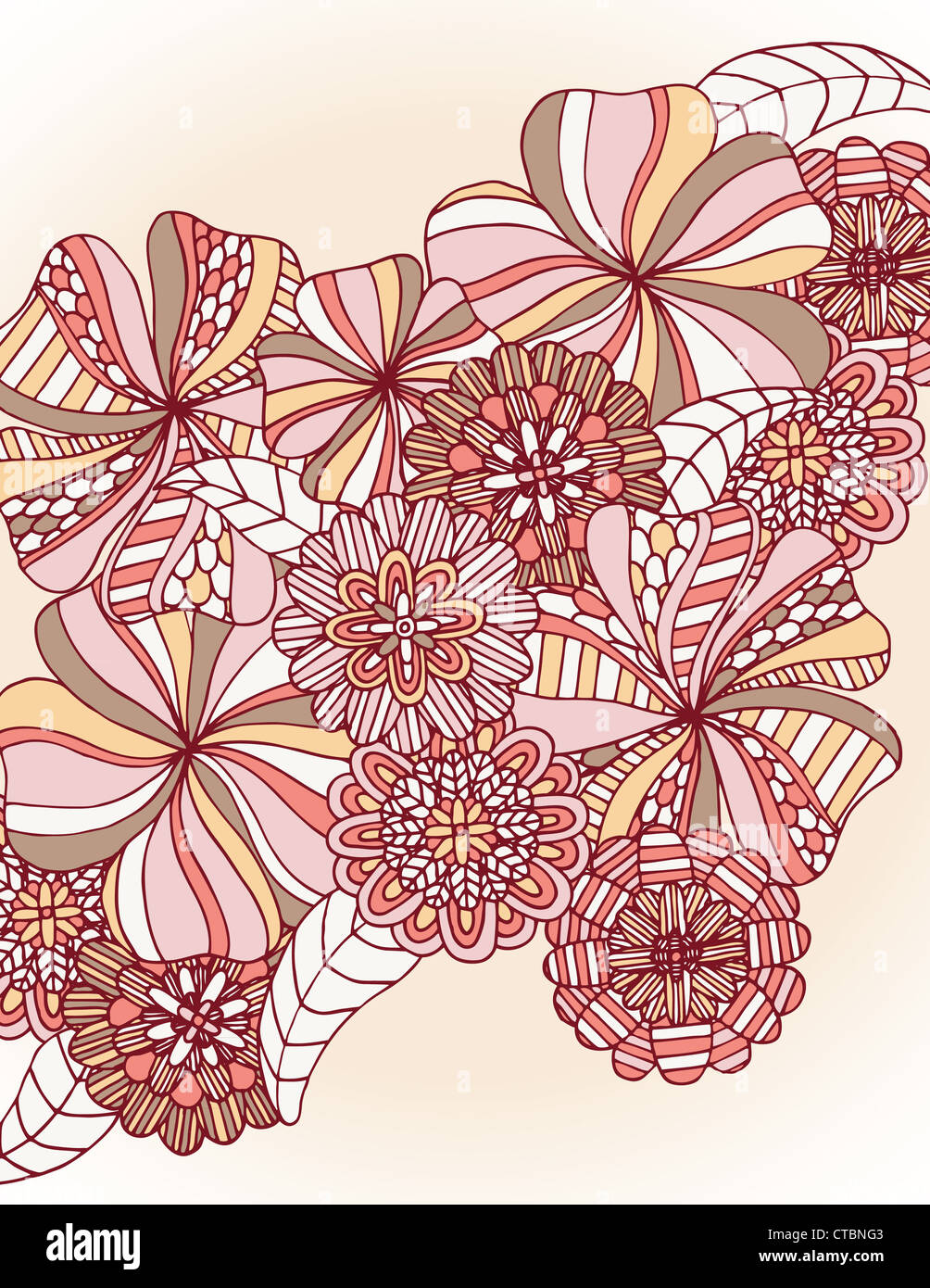 Sammlung von Hand gezeichnet Vintage Blumen. Stockfoto