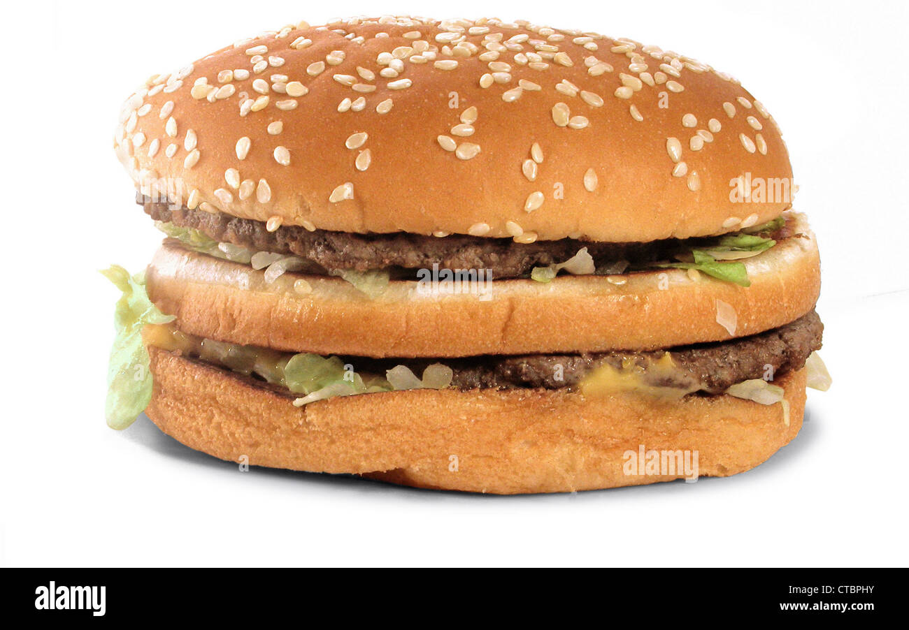 Hamburger, isoliert auf weiss Stockfoto