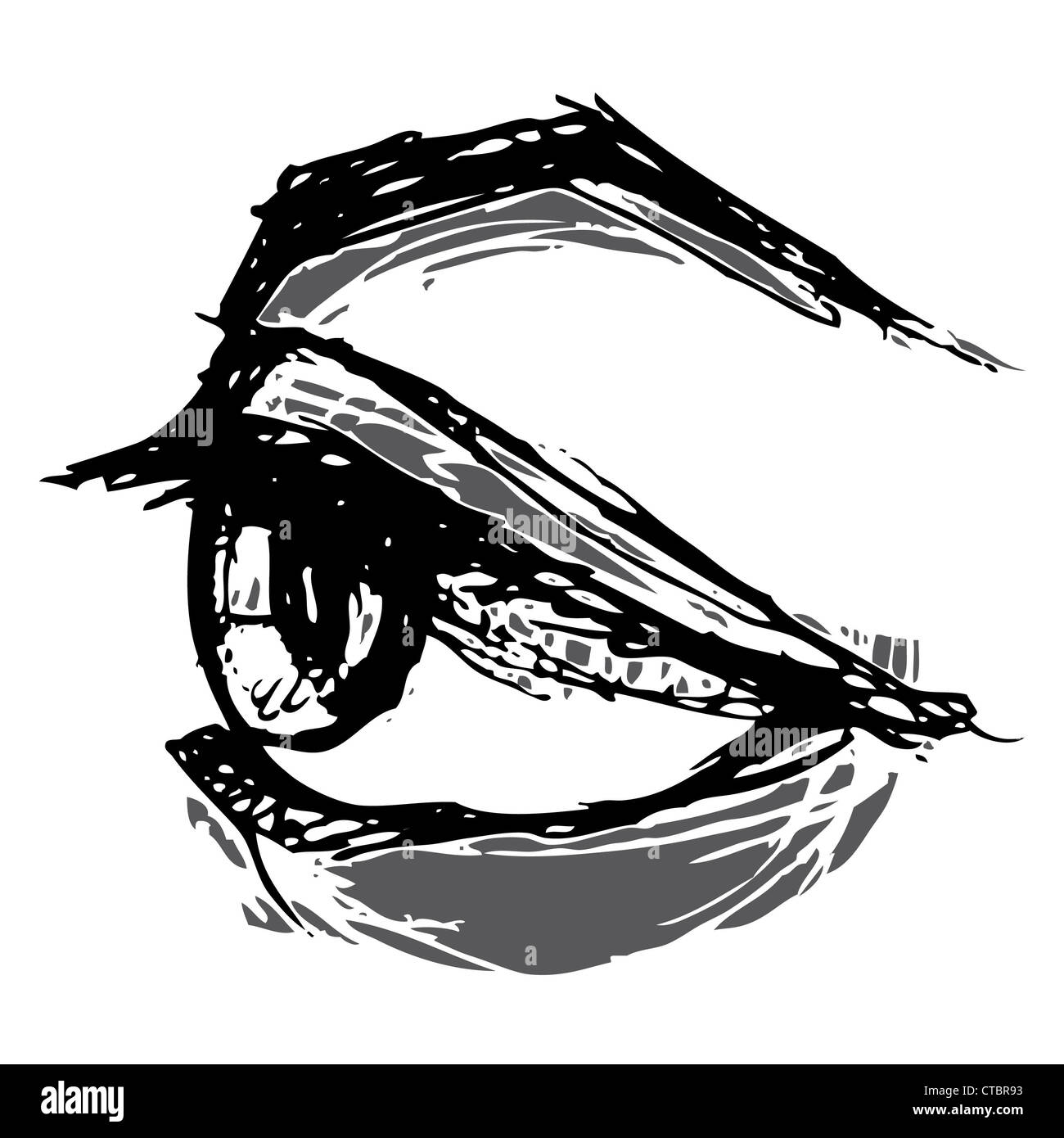 Isolierte handgezeichneten Auge im Holzschnitt-Stil. Stockfoto