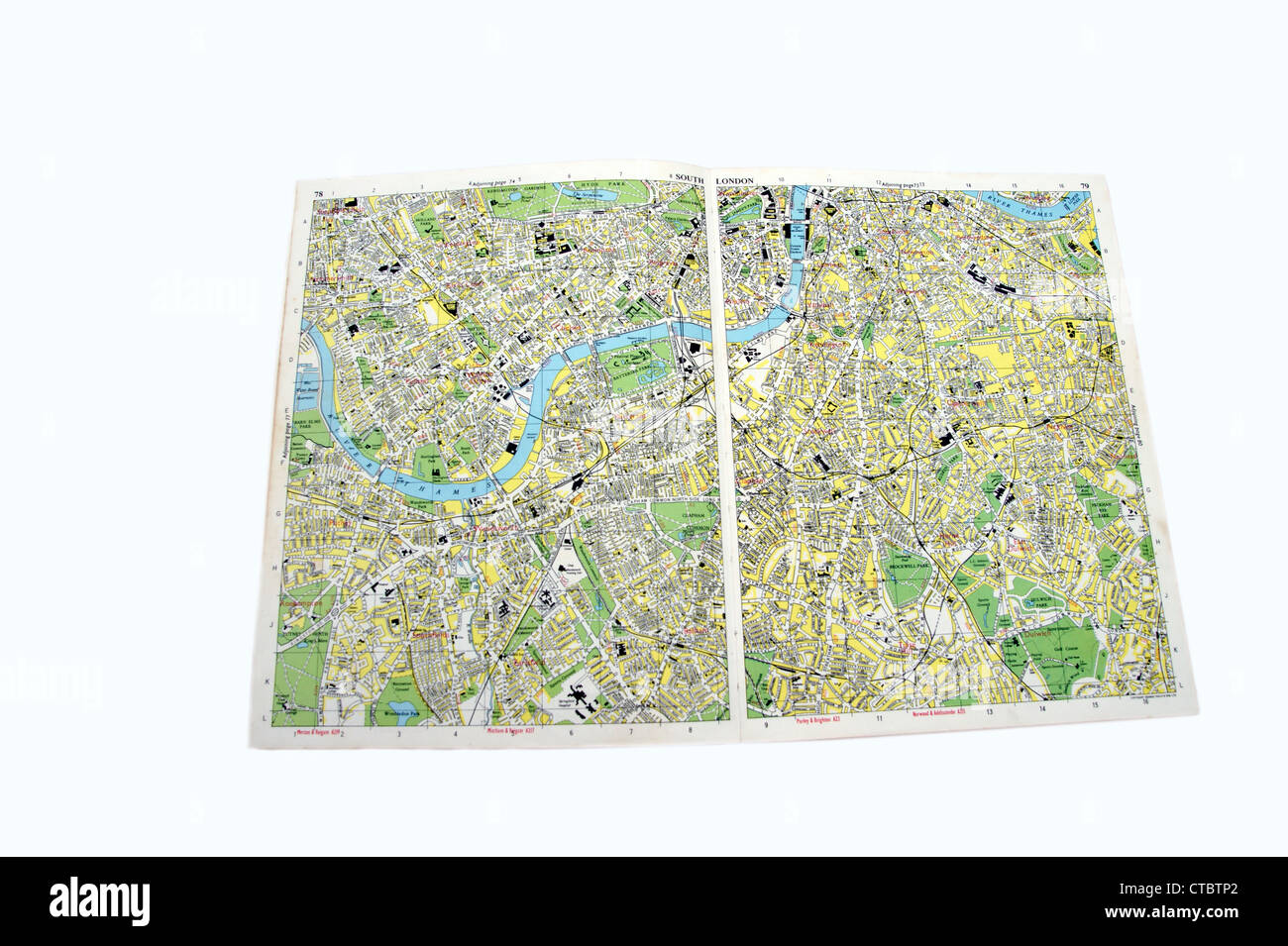 Eine sehr alte traditionelle Papierkarte (Karten) von London (bald nach durch Digitaltechnik eingestellt werden) Stockfoto