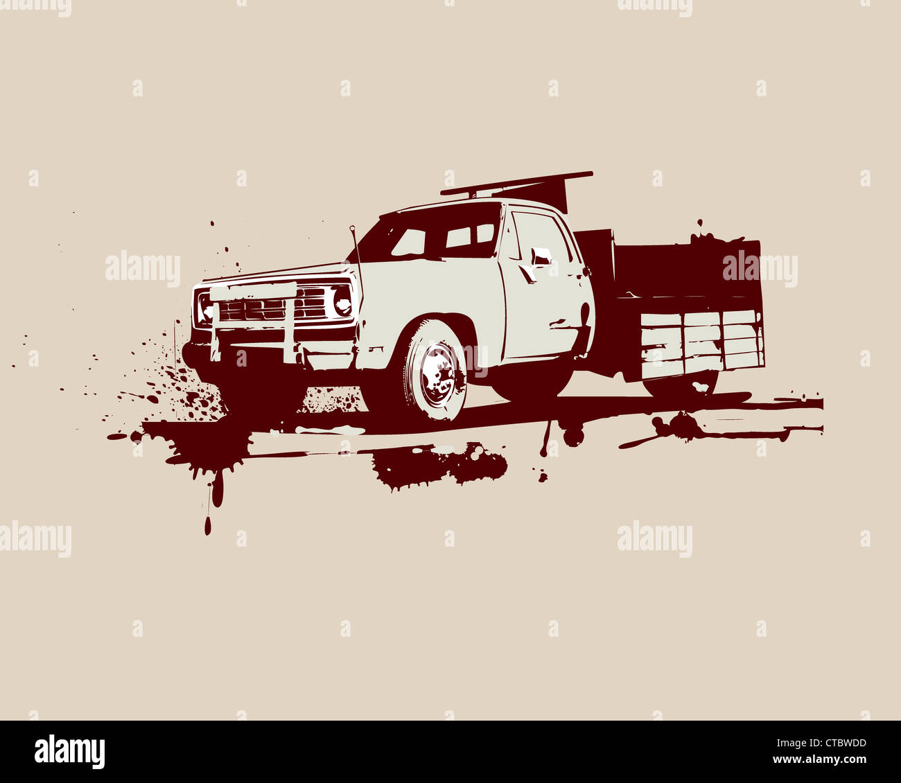 Vektor-Illustration von Oldtimer-LKW. Grunge-Stil. Stockfoto