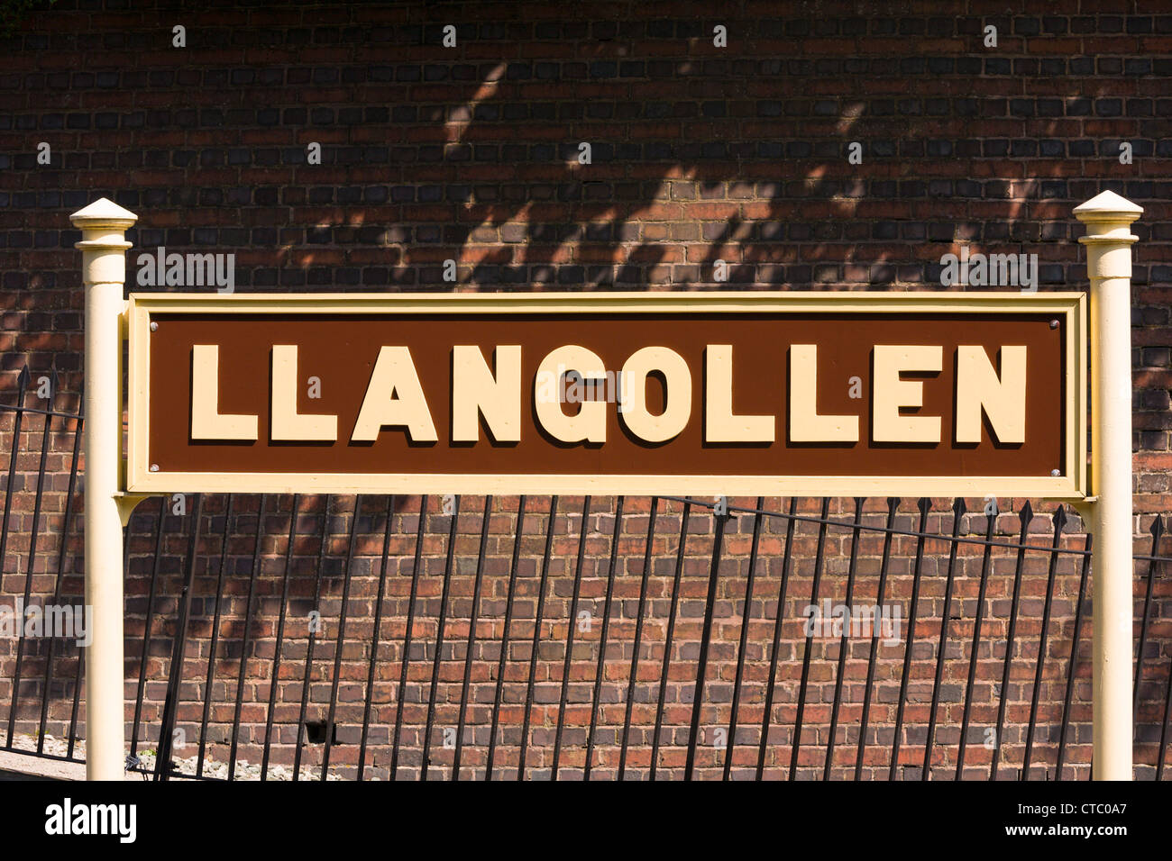Llangollen Railway Station Zeichen Stockfoto