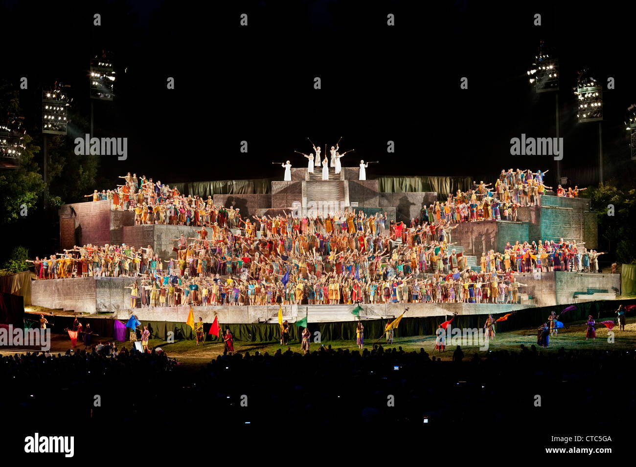 Annual Hill Cumorah Pageant, Palmyra, NY, größte Parade in den USA, theatralische Darstellung des Buches Mormon. Stockfoto