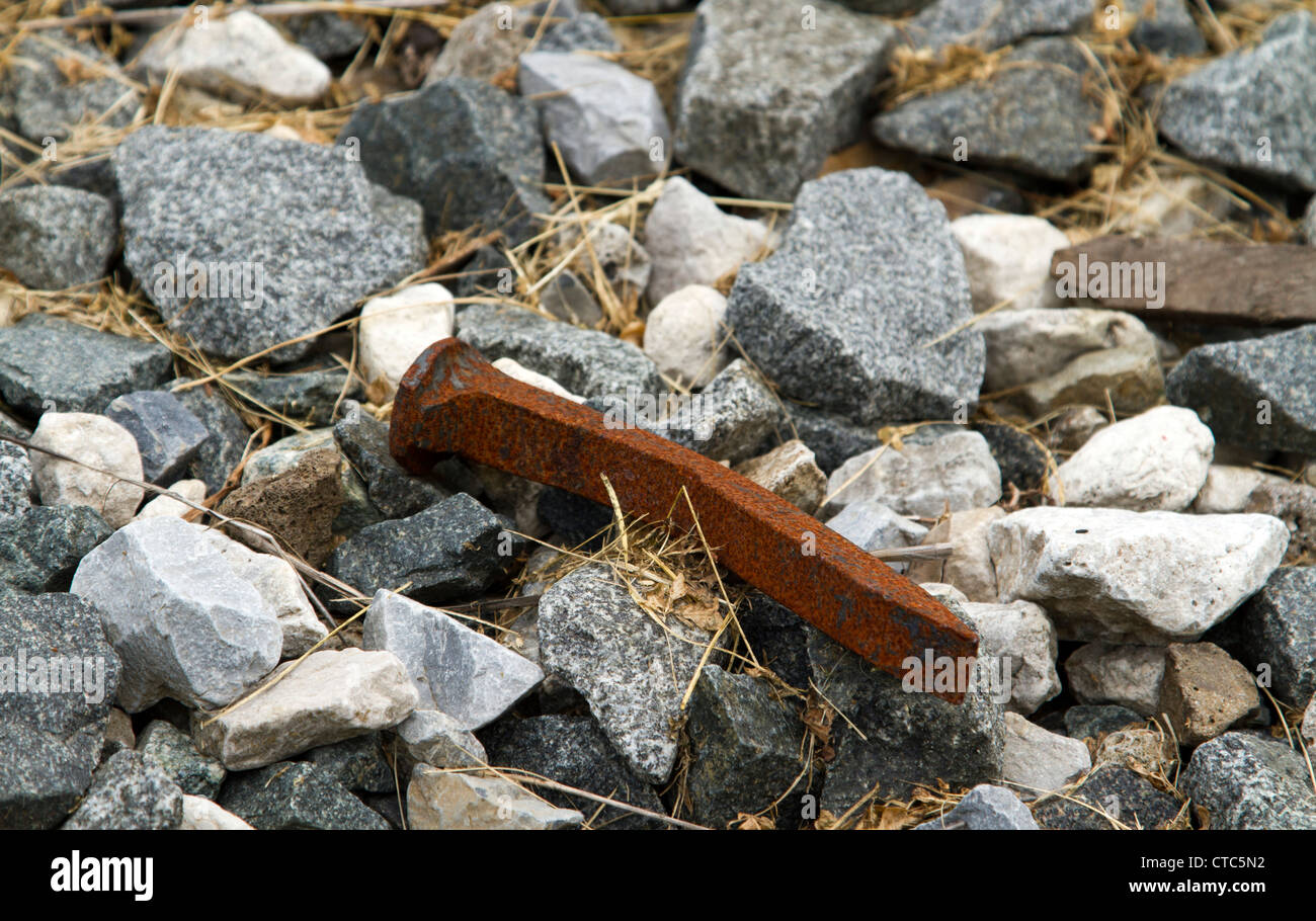 Eisenbahn Spur Nagel Stockfoto