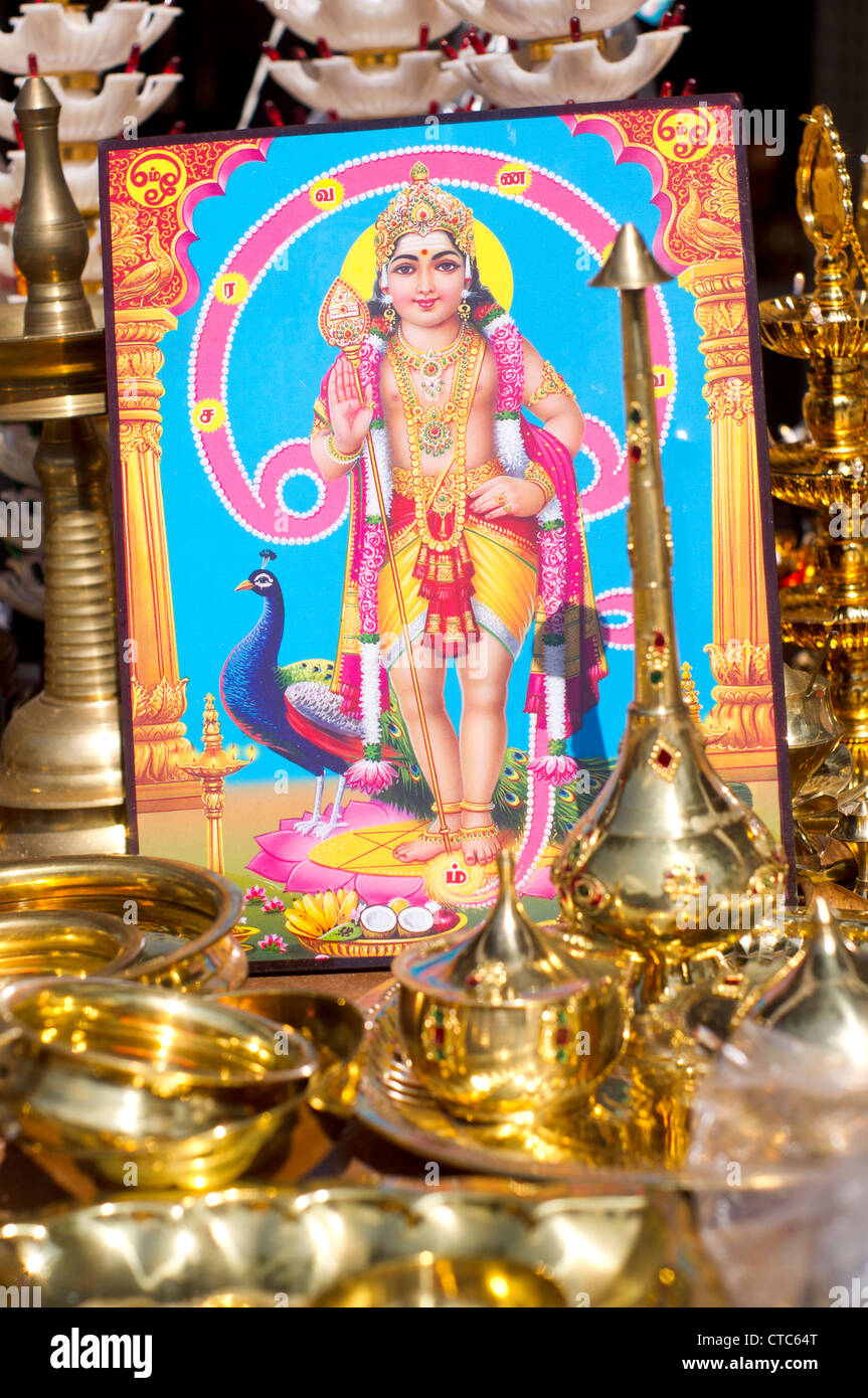 Während Thaipusam Festival wurde Murugan, einem beliebten Hindu-Gottheit verehrt. Stockfoto