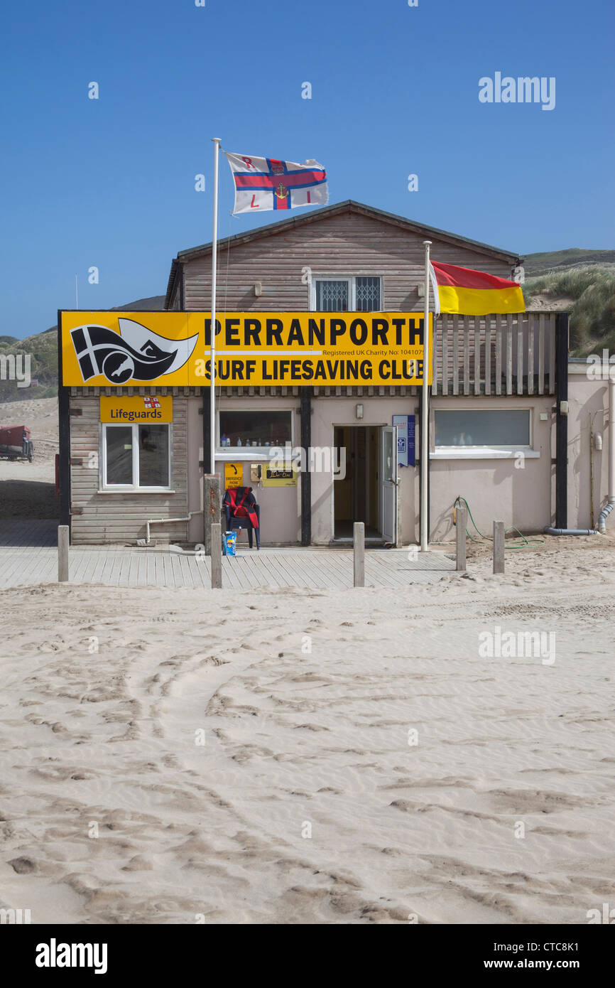 Perranporth Surf Lifesaving Club, Perranporth Strand Cornwall Stockfoto