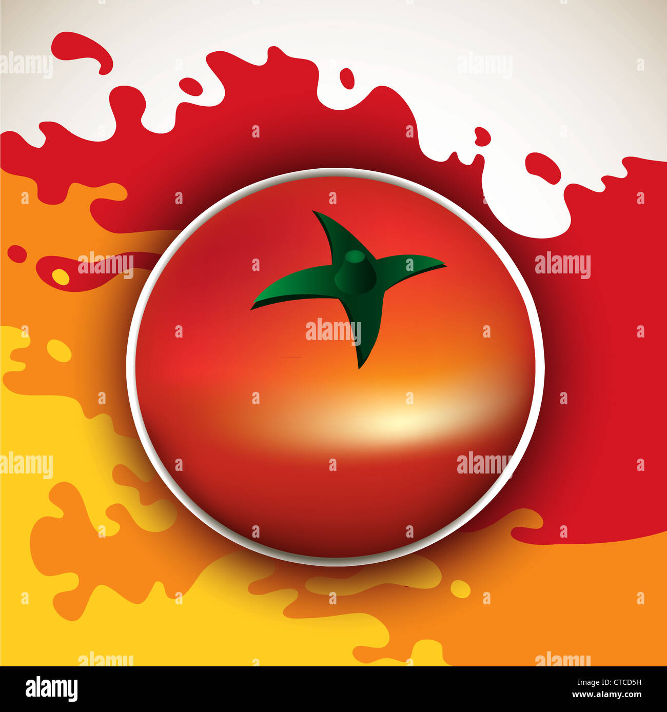 Gestaltete Tomate Hintergrund mit splash Stockfoto