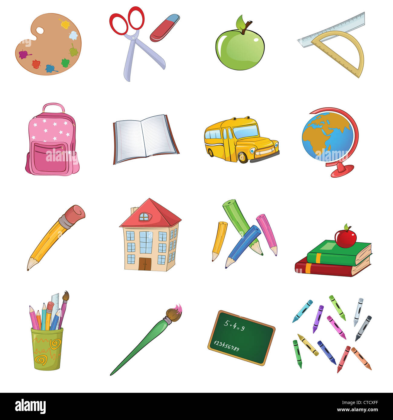 Vektor-Illustration von cool Back to School Icons set Stockfoto