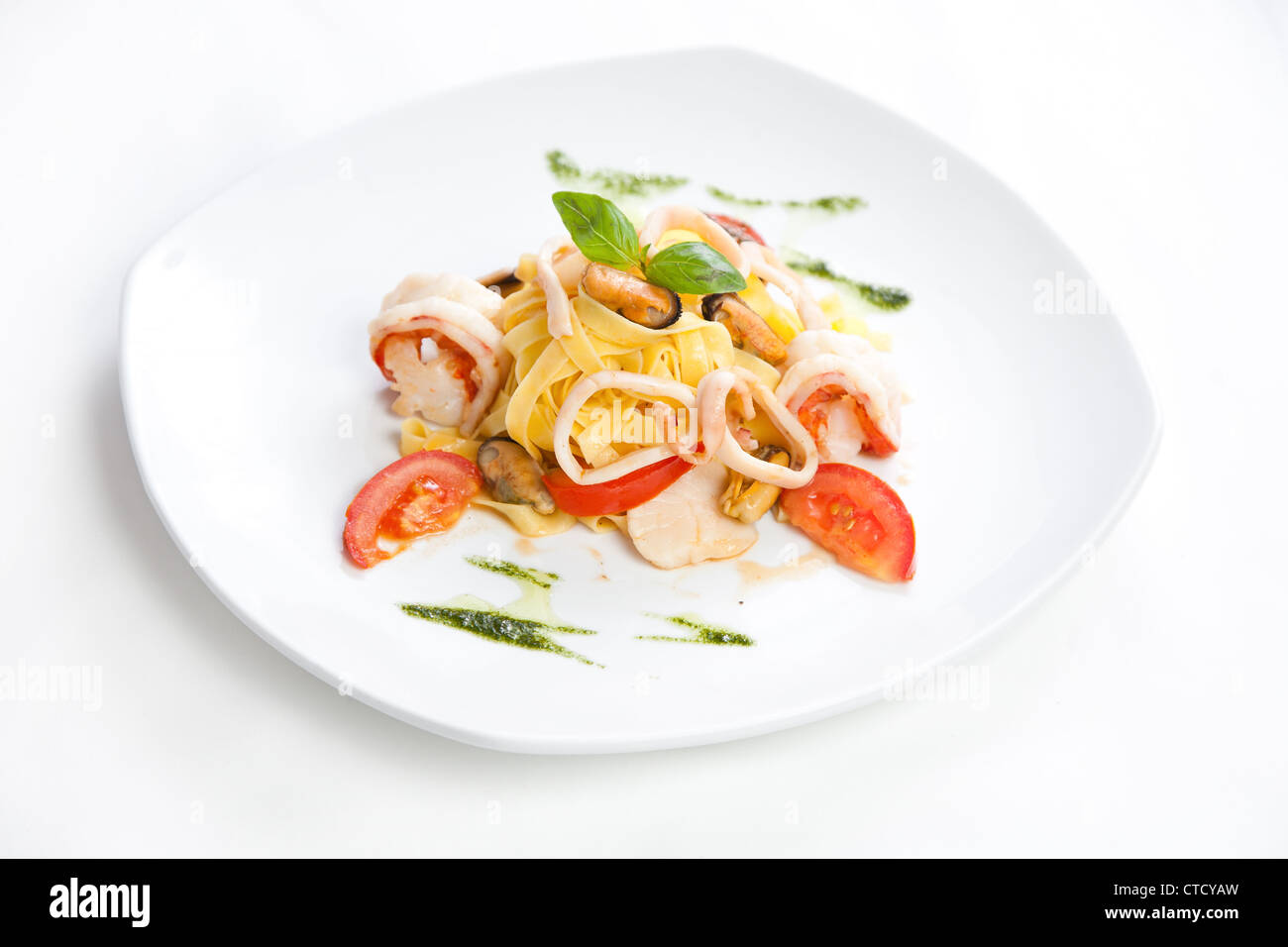 Pasta mit Meeresfrüchten, Nahaufnahme Foto Stockfoto