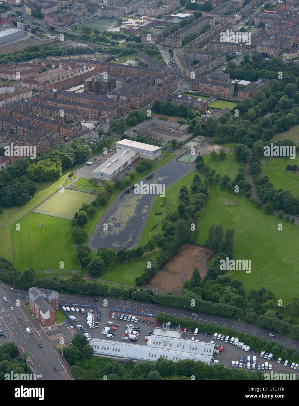 Luftaufnahme von Alexandra Park, Glasgow Stockfoto