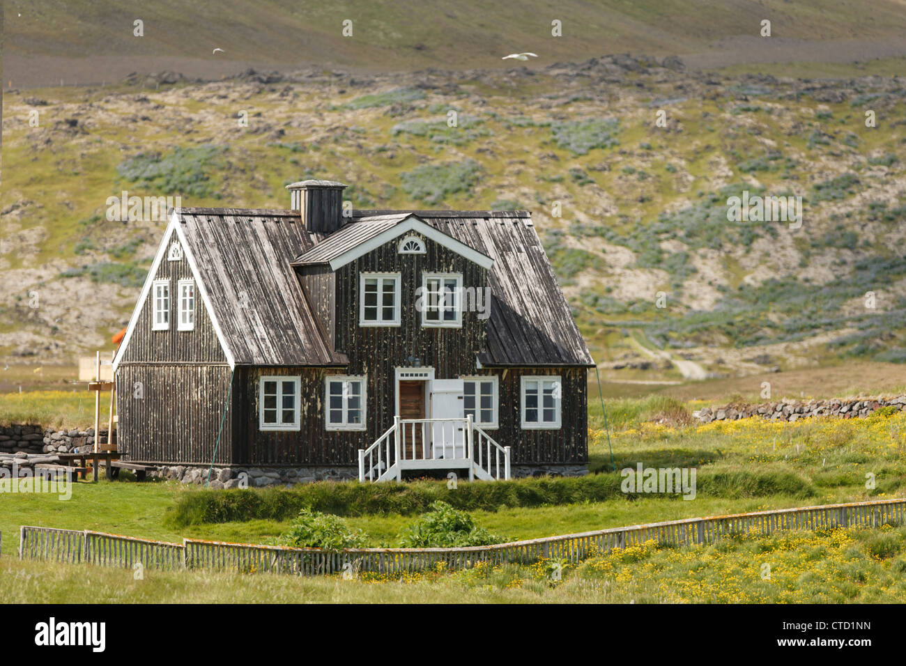 Haus in Arnarstapi, Snaefellsnes Halbinsel, Island Stockfoto