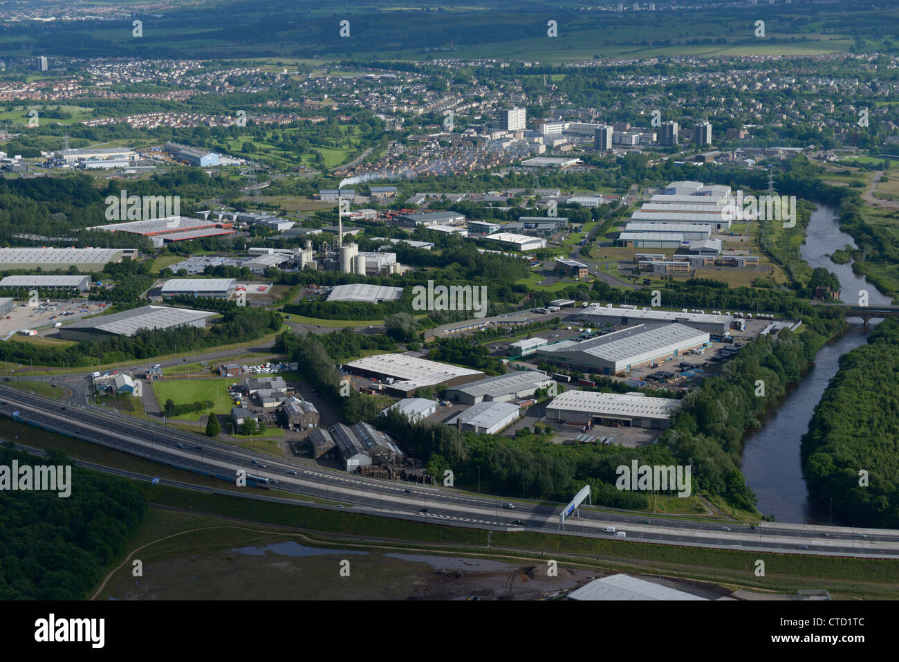 Stadt von Glasgow aus der Luft. Stockfoto
