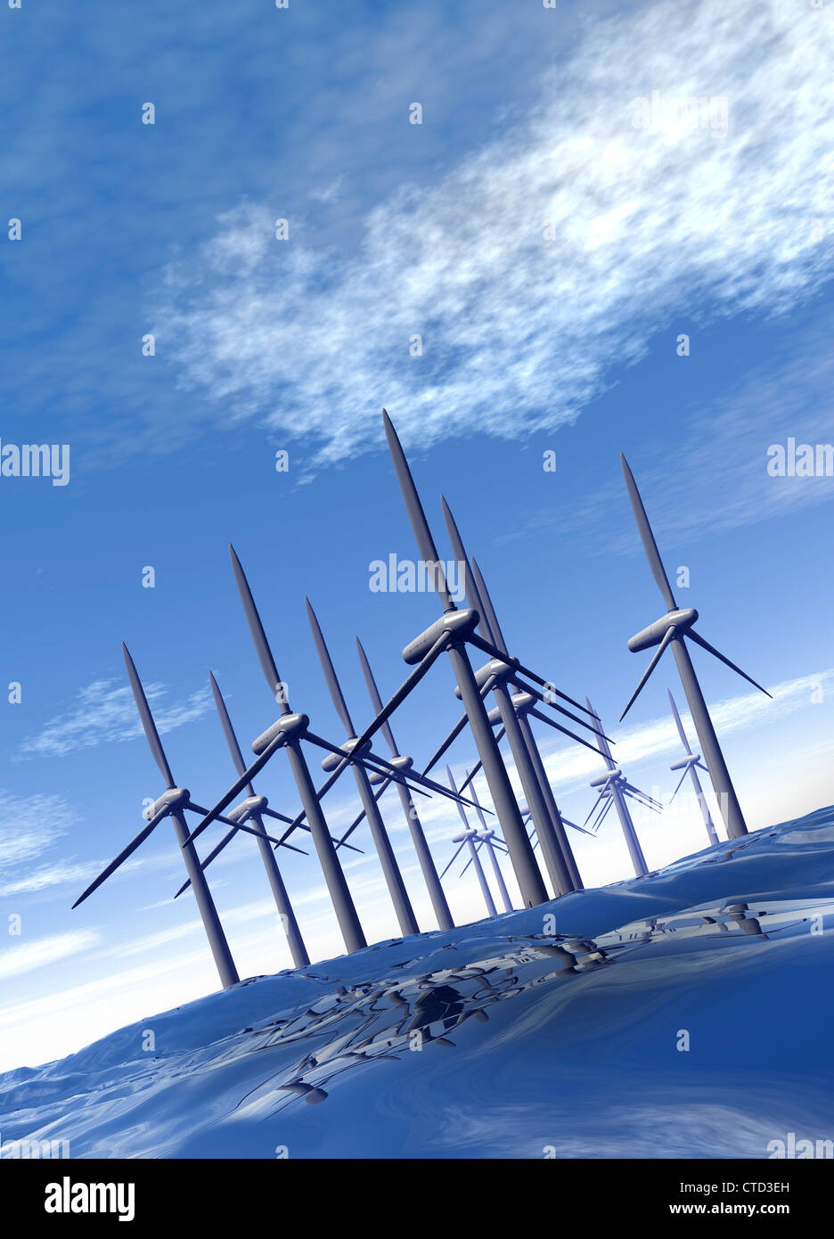 Offshore-Wind-Bauernhof-Kunstwerk Stockfoto