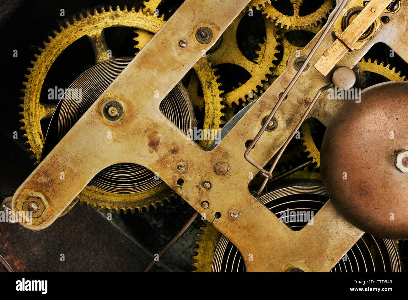 Alte Uhr Mechanismus Hintergrund Stockfoto