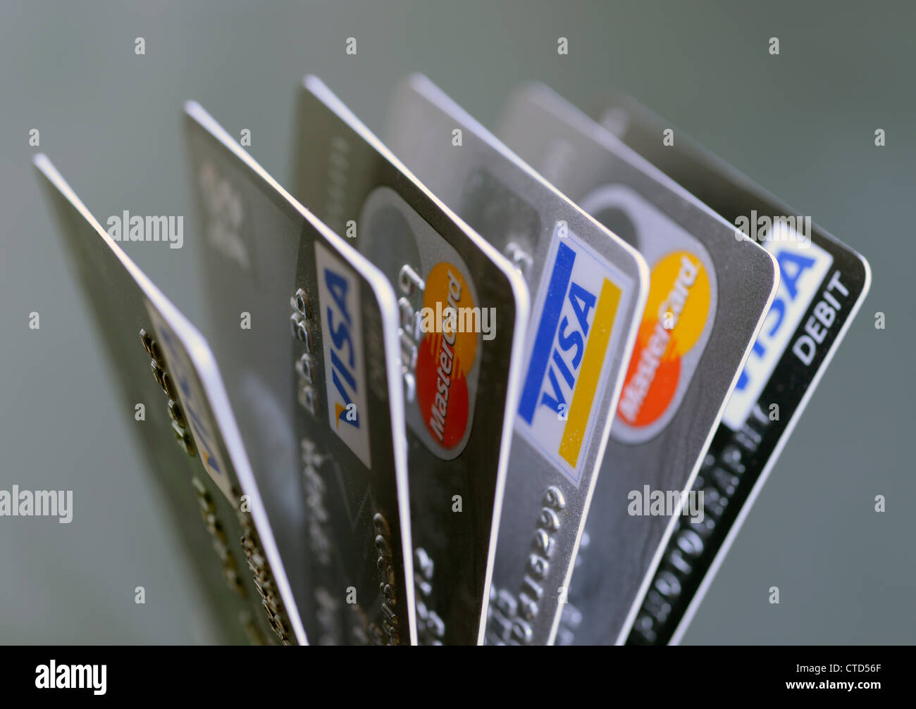 Auswahl von Debit- und Kreditkarten Stockfoto