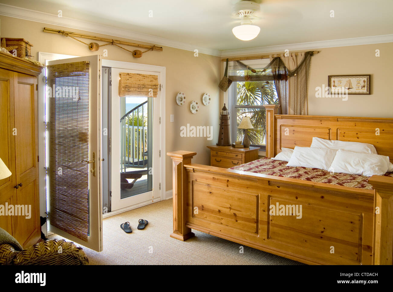 Nautischen Themen Schlafzimmer im vorderen Badeort, Hilton Head in South Carolina, USA Stockfoto