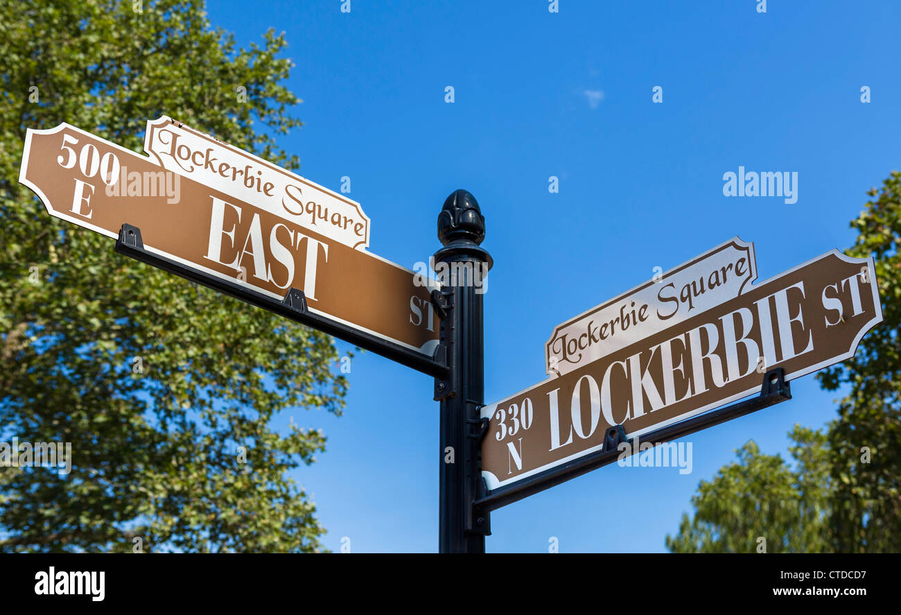 Straßenschild in der Altstadt Lockerbie Square, Indianapolis, Indiana, USA Stockfoto