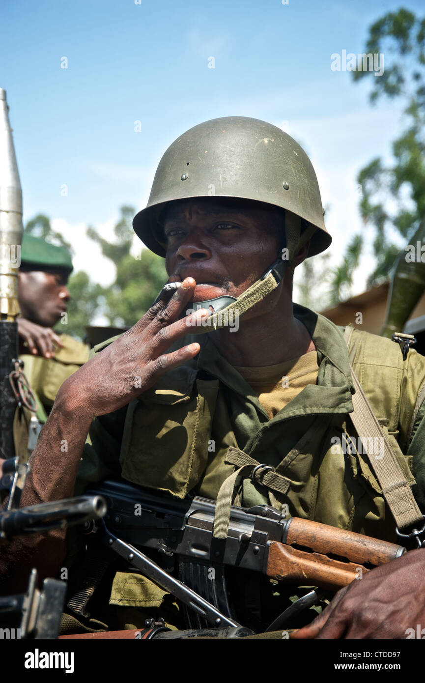 Kongolesische Soldaten, FARDC, Mushake, demokratische Republik Kongo Stockfoto