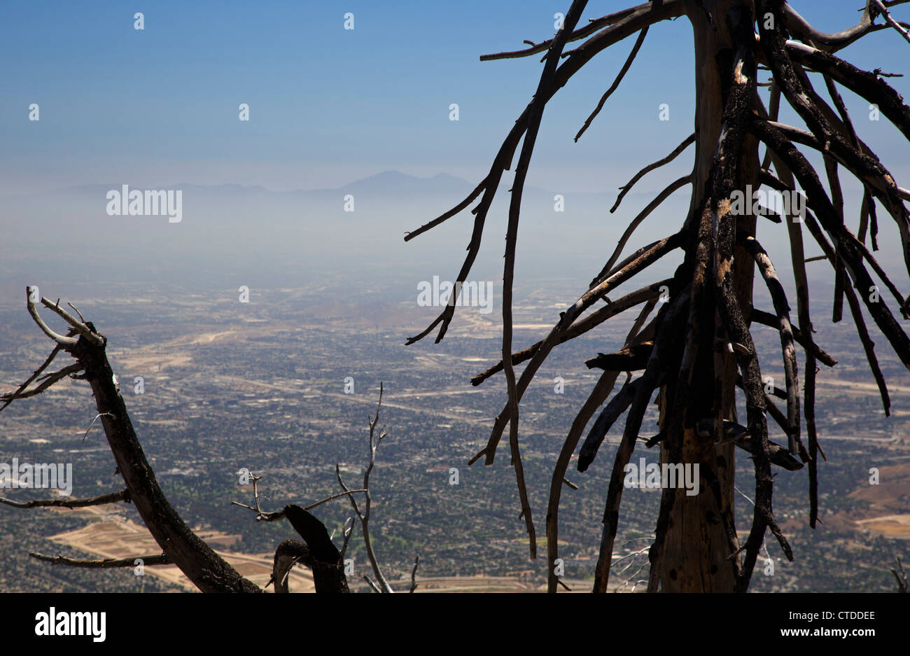 Die Luftverschmutzung in den San Bernardino Valley, östlich der Innenstadt von Los Angeles Stockfoto