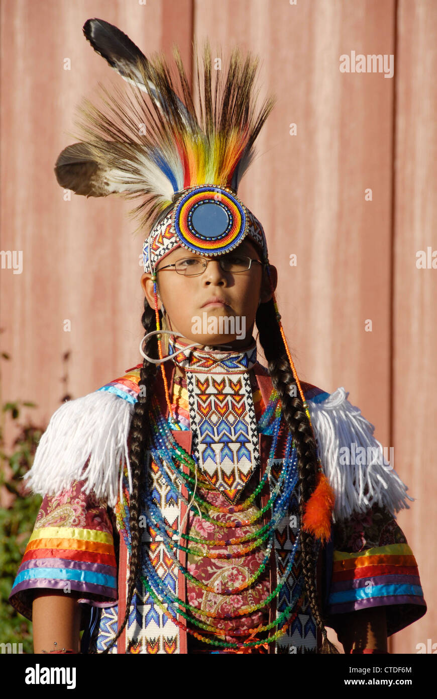 Paiute-Indianer zeigen im Frontier Homestead State Park, Cedar City, Utah Stockfoto