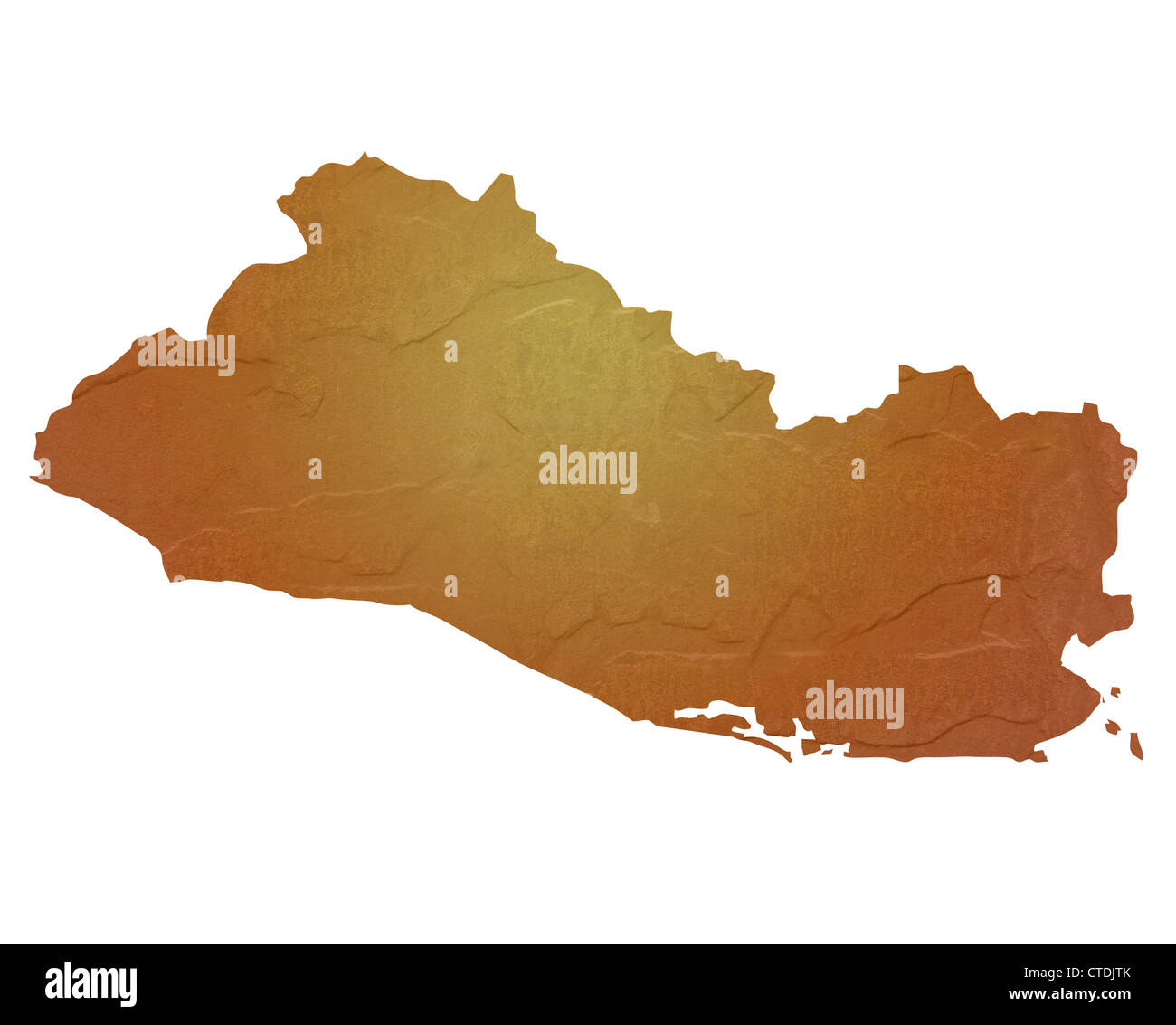 Strukturierte Karte von El Salvador Karte mit braunen Felsen oder Stein Textur, isoliert auf weißem Hintergrund mit Beschneidungspfad. Stockfoto