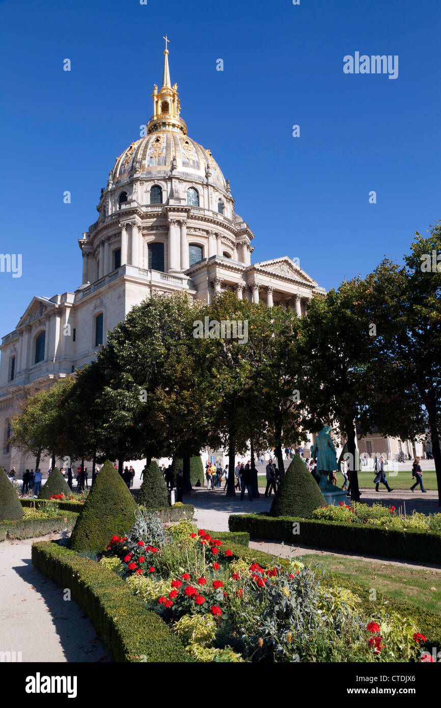 Les Invalides und seine Gärten in Paris, Frankreich Stockfoto