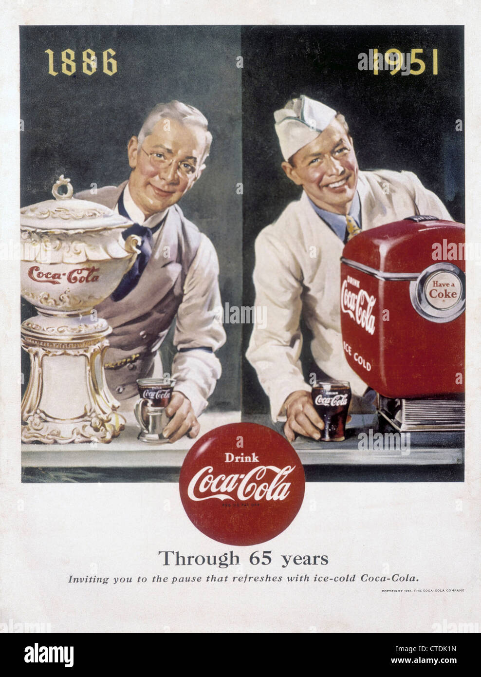 Coca Cola Werbung ab 1951 im Life-Magazin. Stockfoto