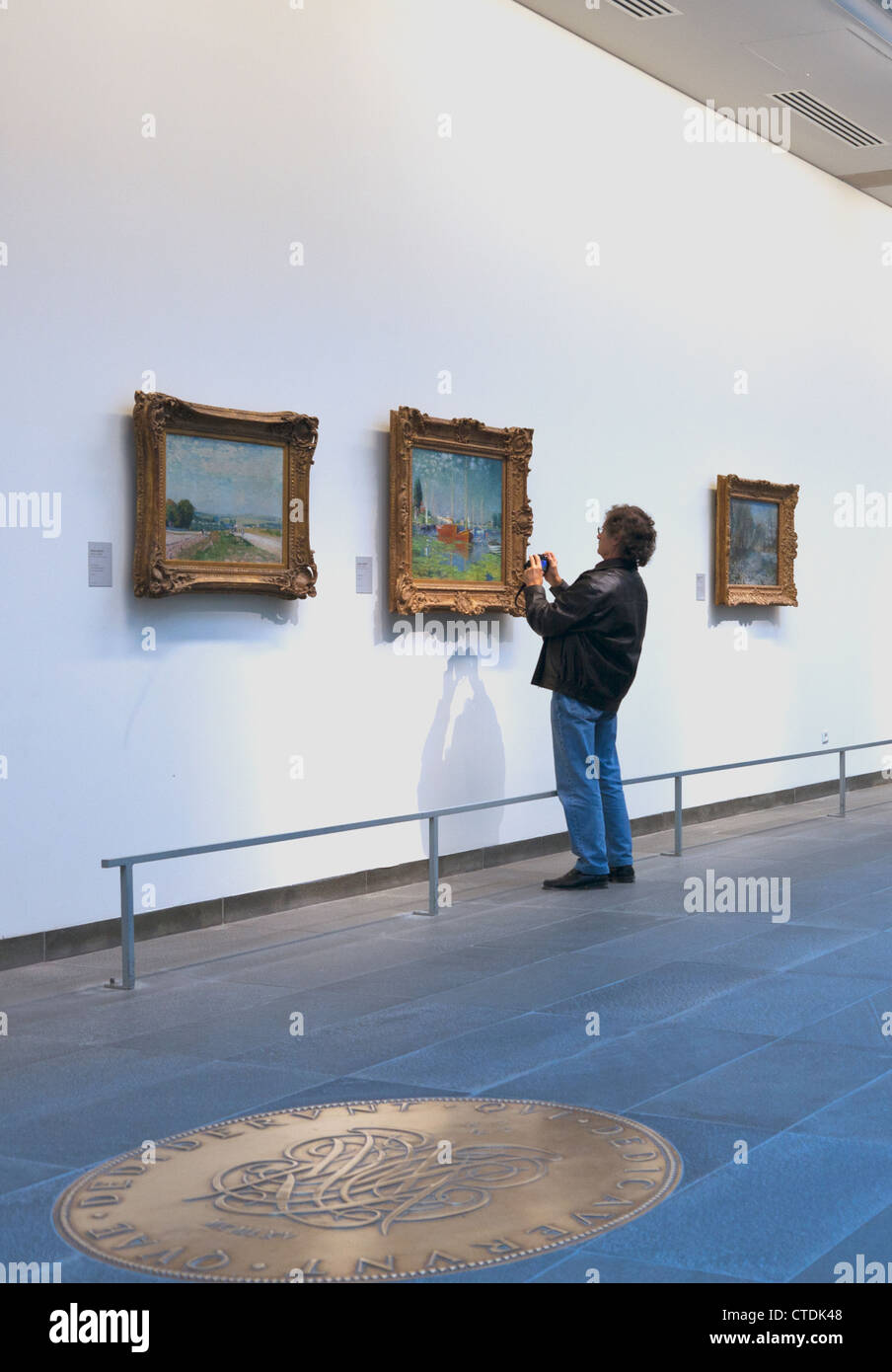 Paris, Frankreich: Person unter Bild der bildenden Kunst in das Musee de l ' Orangerie. Nur zur redaktionellen Verwendung. Stockfoto