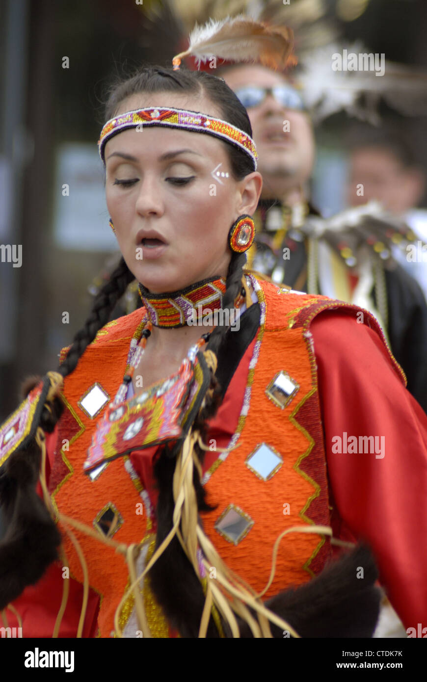 Tänzerin bei Millbrook Aboriginal Day, Nova Scotia Stockfoto