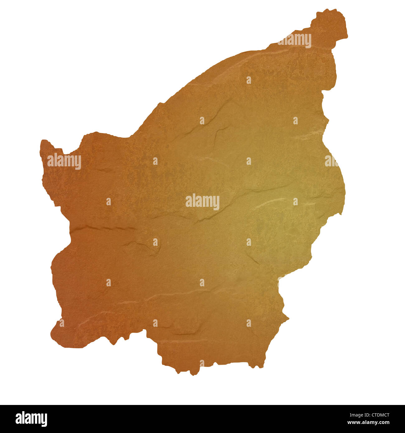 Strukturierte Karte von San Marino Karte mit braunen Felsen oder Stein Textur, isoliert auf weißem Hintergrund mit Beschneidungspfad. Stockfoto