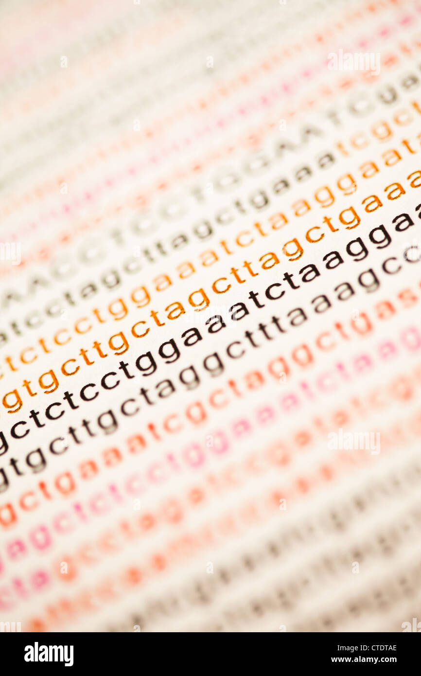 Liste der DNA-Analyse Stockfoto