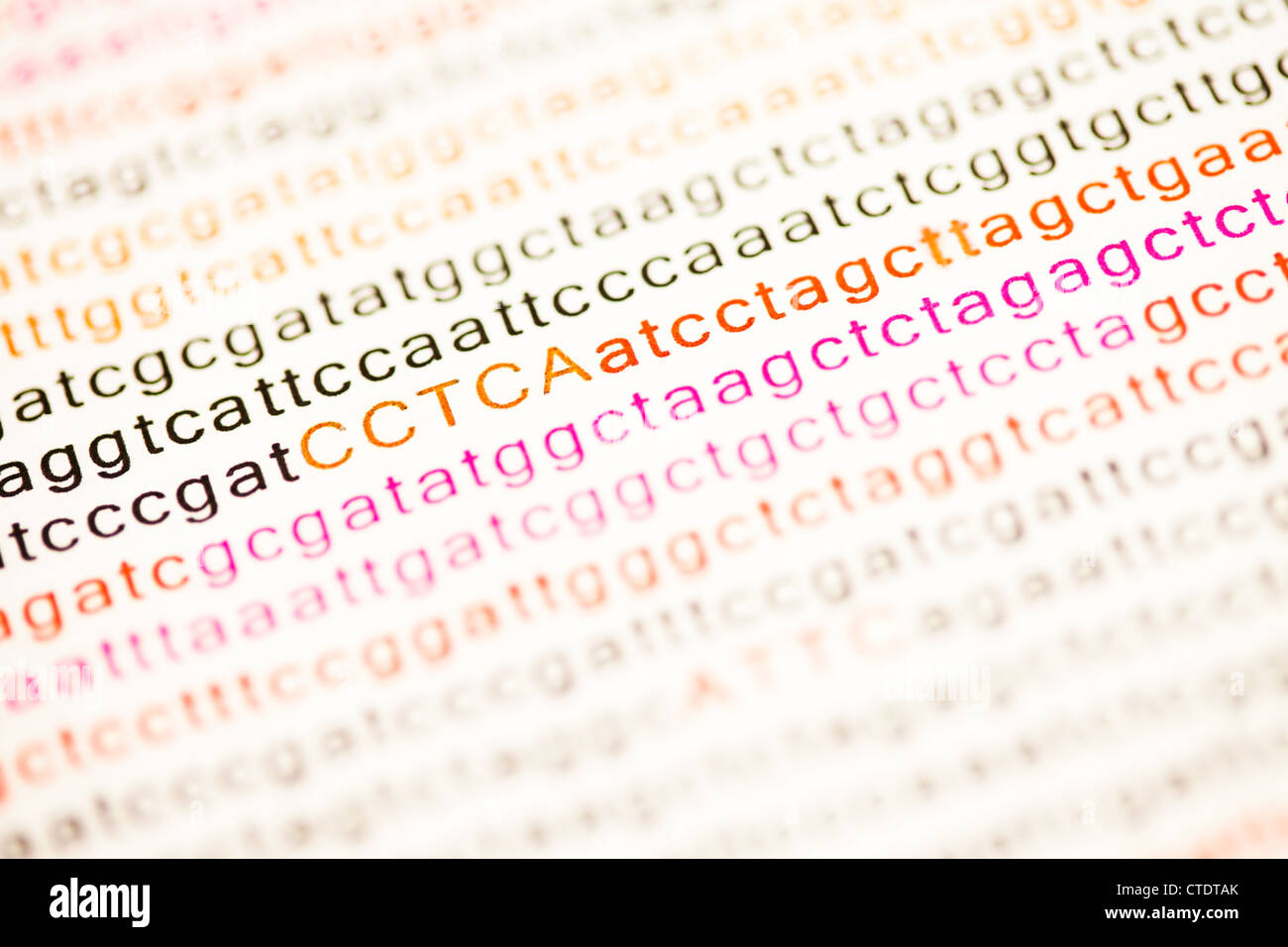 Liste der DNA-Analyse Buchstaben Stockfoto