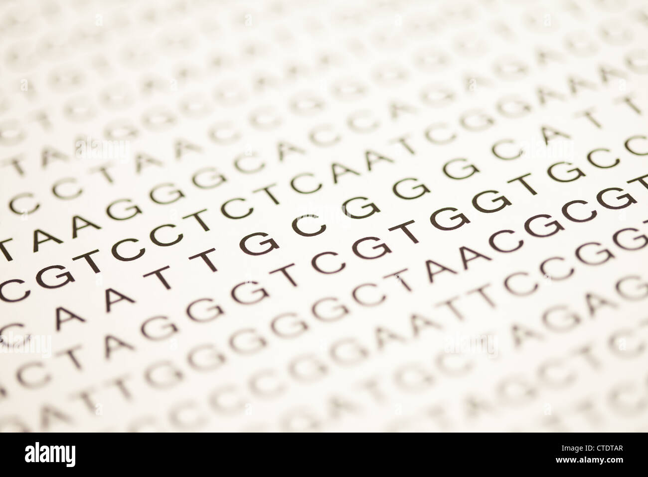 Liste der DNA-Analyse in Großbuchstaben Stockfoto