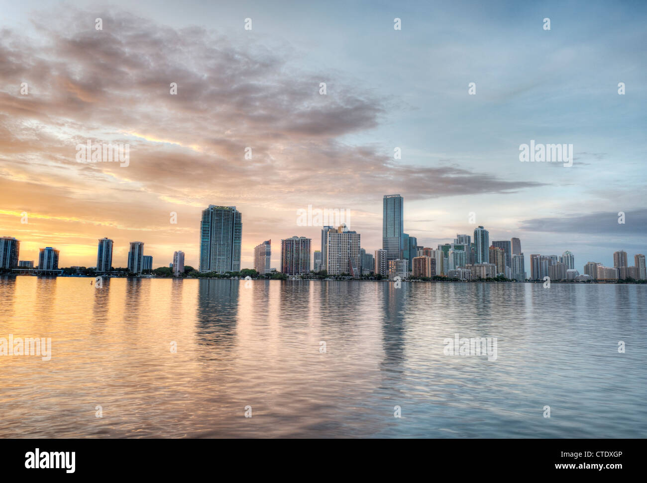 Miami bei Sonnenuntergang, HDR-Bild Stockfoto
