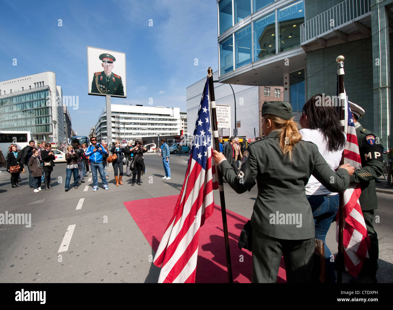 Checkpoint Charlie, ehemaliger Grenzübergang, Berlin-Deutschland Stockfoto