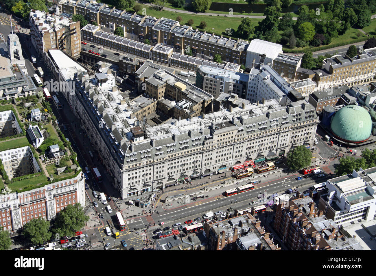 Luftaufnahme von Allsop Ort, Baker Street und Marylebone Road, London NW1 Stockfoto