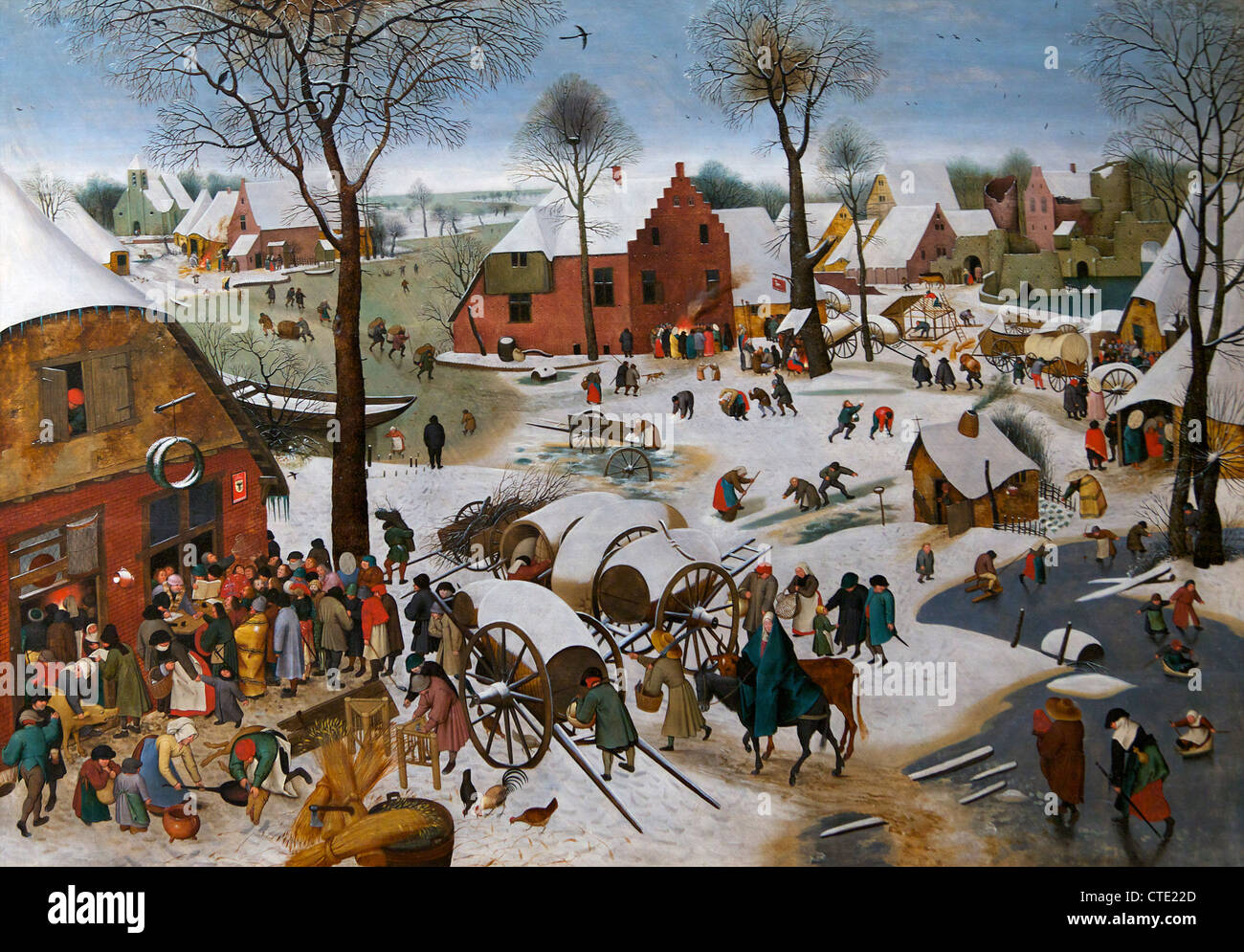 Die Volkszählung in Bethlehem, 1566 Pieter Bruegel der Ältere, Musées Royaux des Beaux-Arts, Brüssel, Belgien, Europa Stockfoto