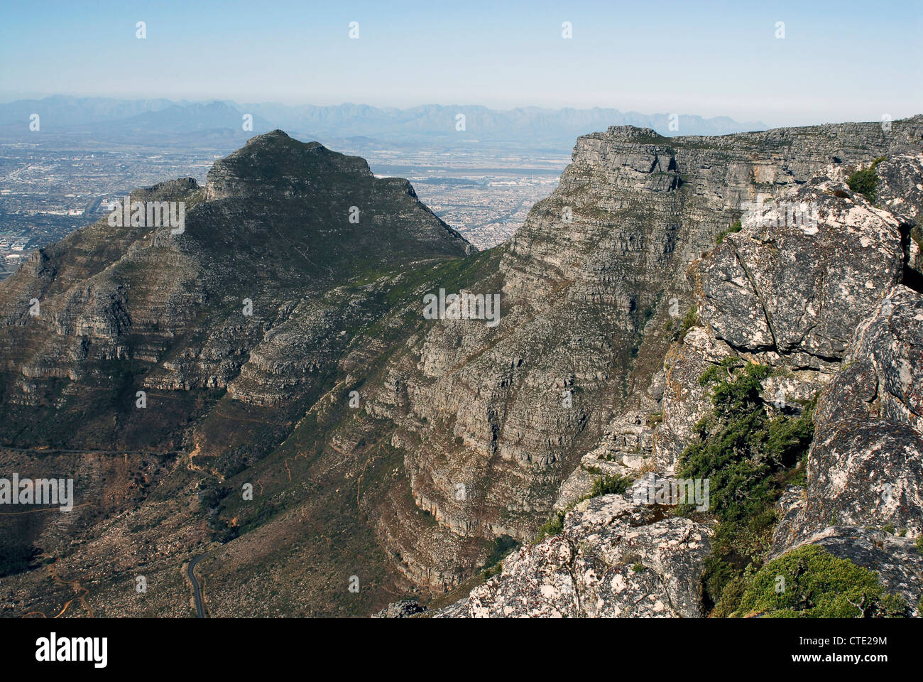 Cape Town, Cape Flats und vom Tafelberg. Western Cape, Südafrika Stockfoto