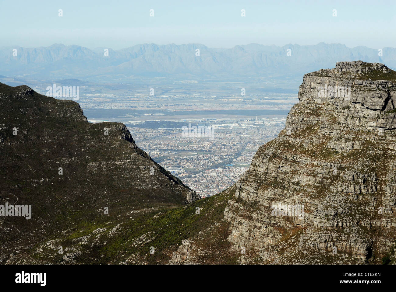 Cape Town, Cape Flats und vom Tafelberg. Western Cape, Südafrika Stockfoto