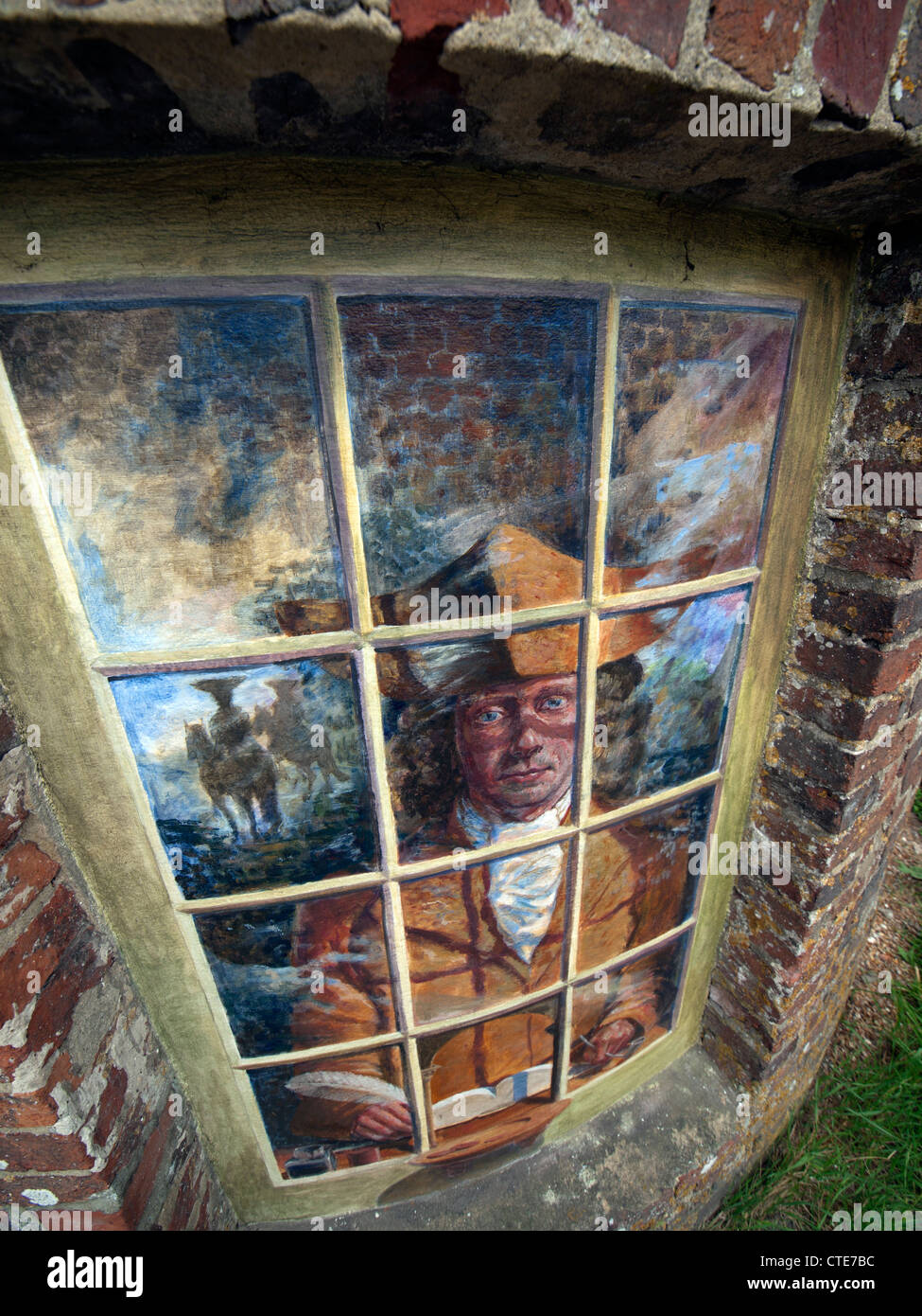 Ein Wandbild auf Ashcombe Toll House, in der Nähe von Kingston, Lewes, East Sussex, England. Stockfoto