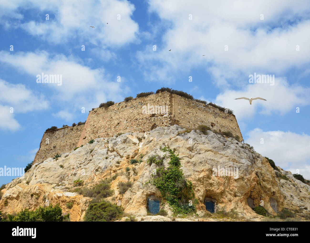 Alte Festung von Cartagena von unten Stockfoto